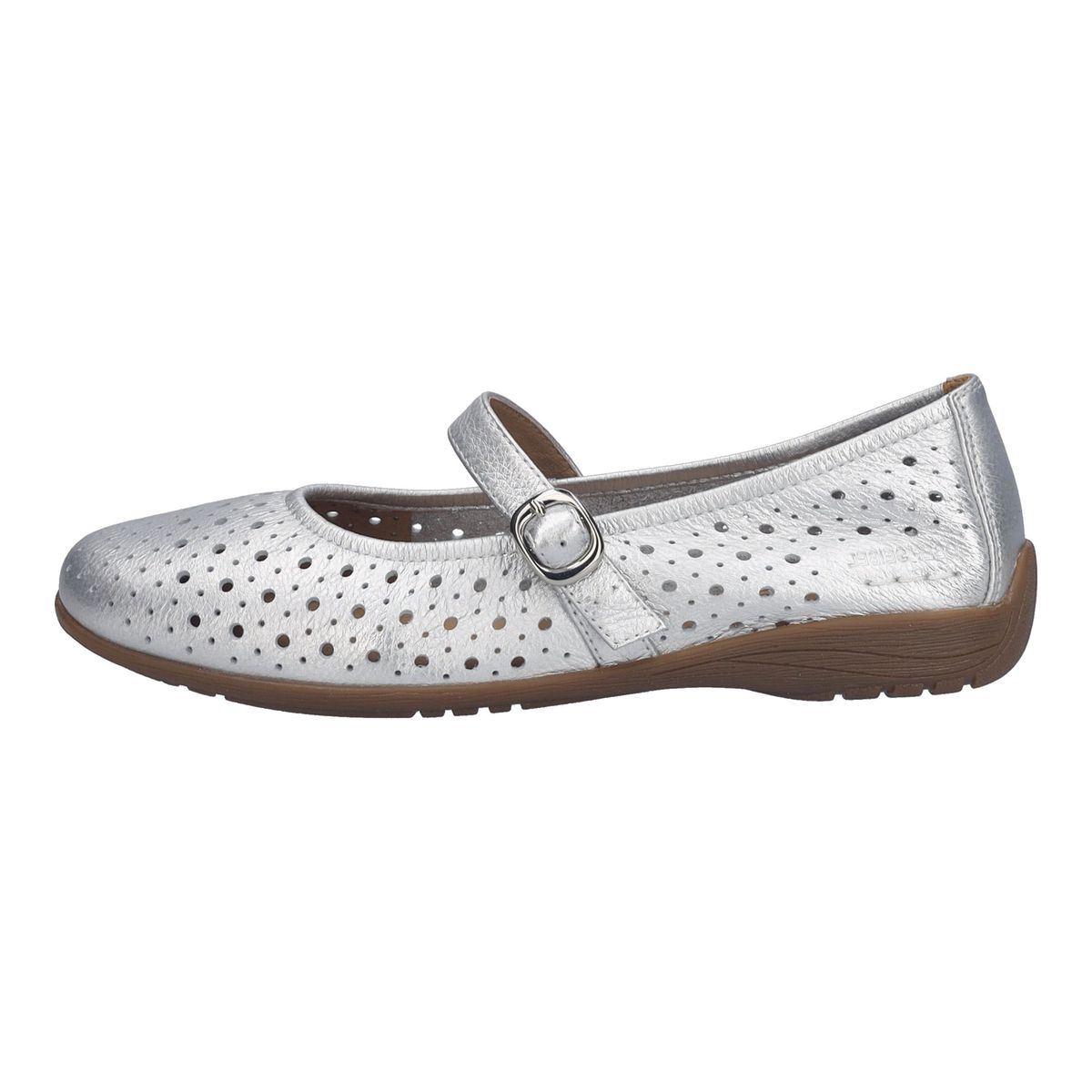Silberne Leder Mary Jane Ballerinas