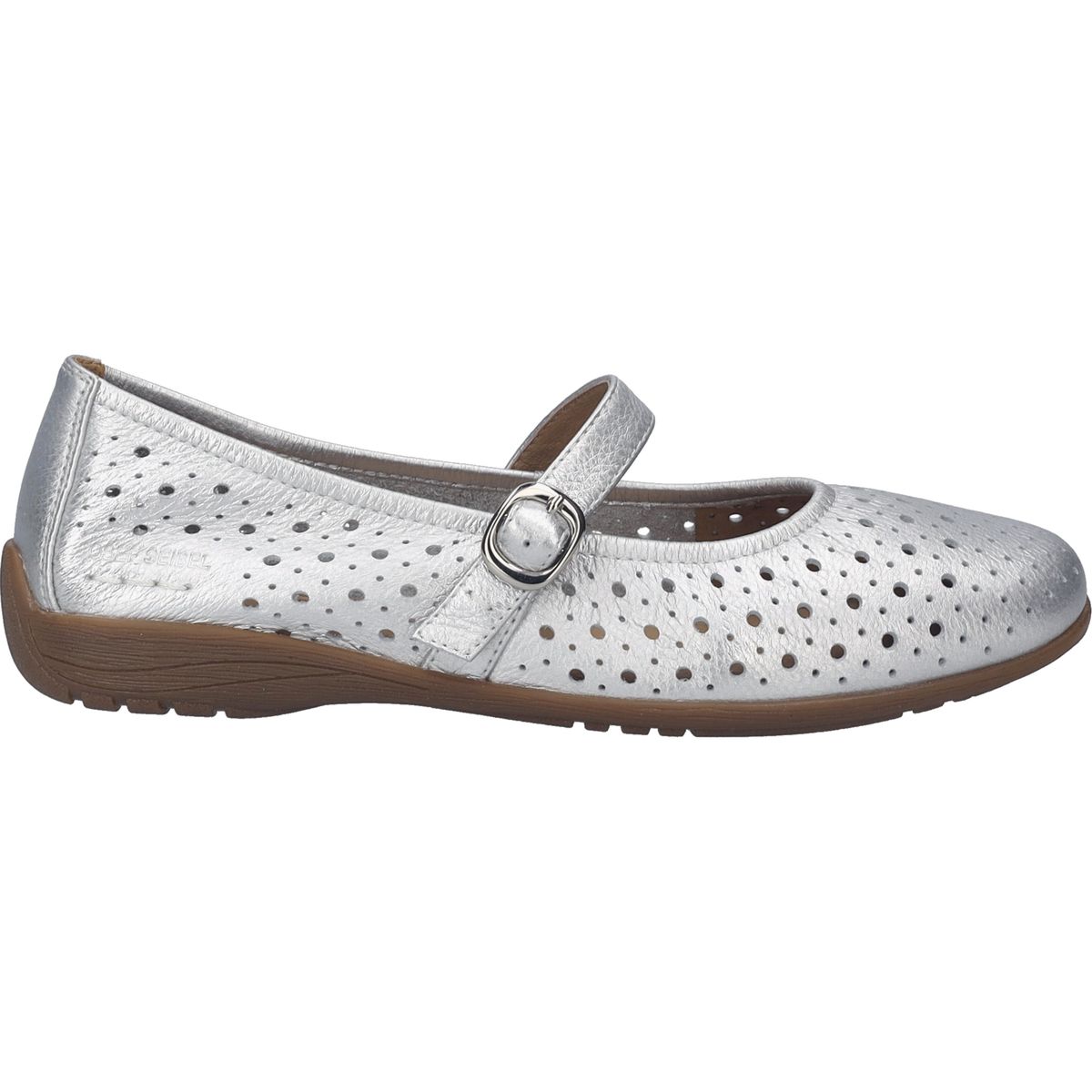 Silberne Leder Mary Jane Ballerinas