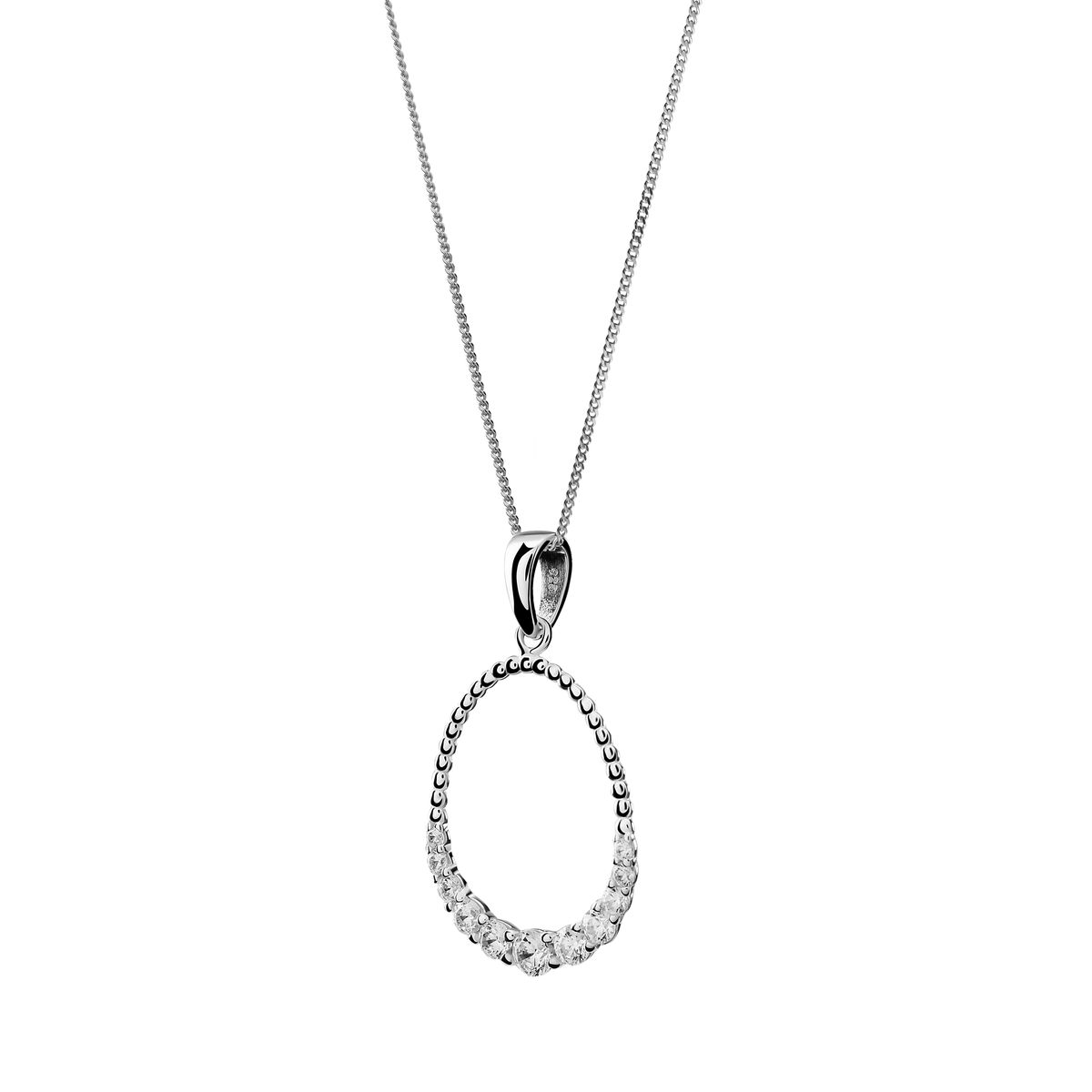Elegante Silberhalskette mit ovalem Anhänger