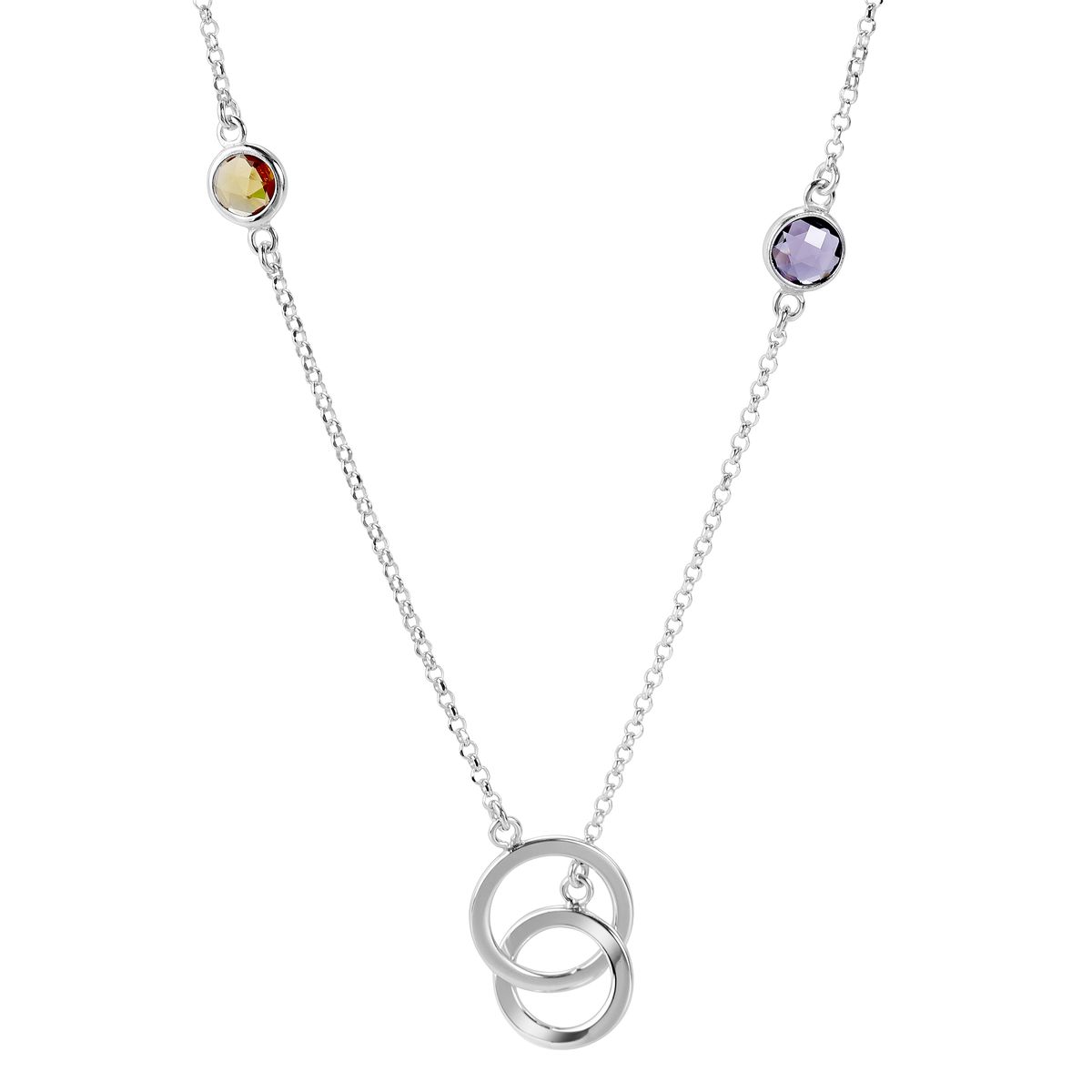 Lange Halskette mit ineinandergreifenden Ringen