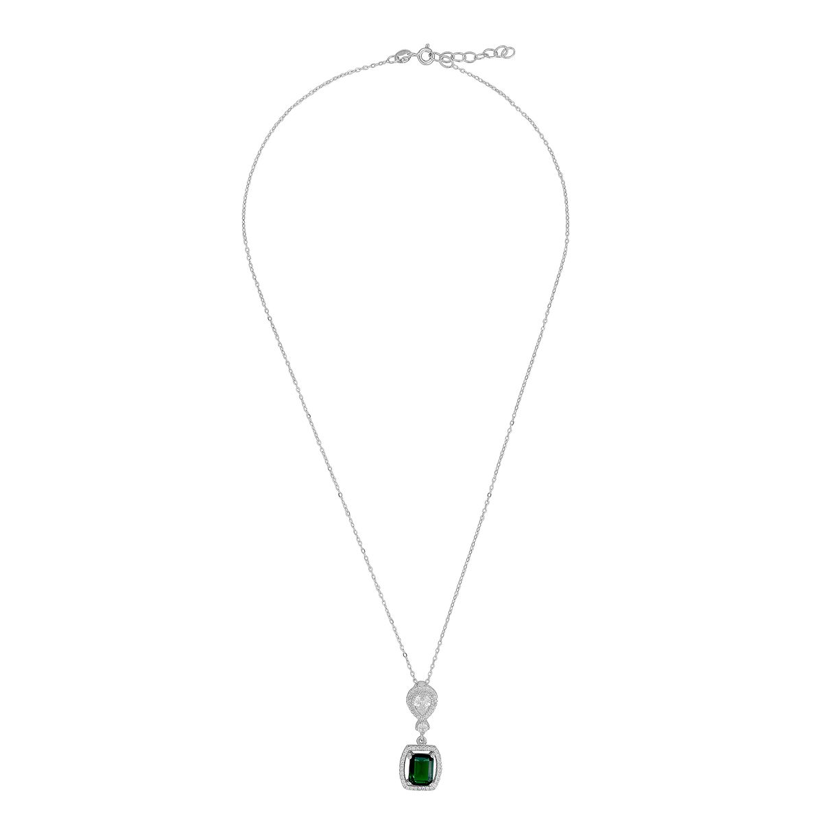 Elegante Halskette mit Smaragdschliff-Anhänger