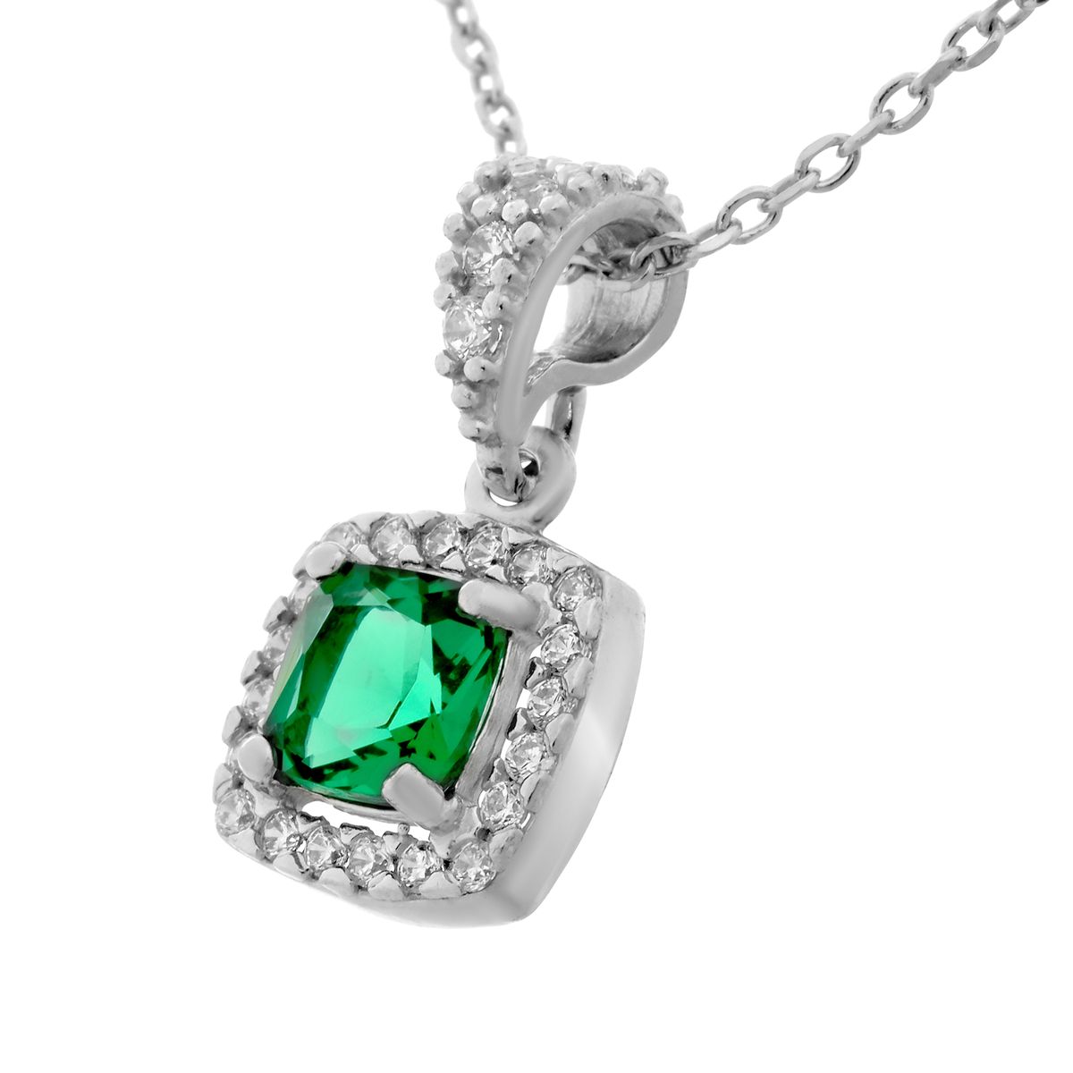 Eleganter Anhänger mit Smaragd-Halo-Schliff