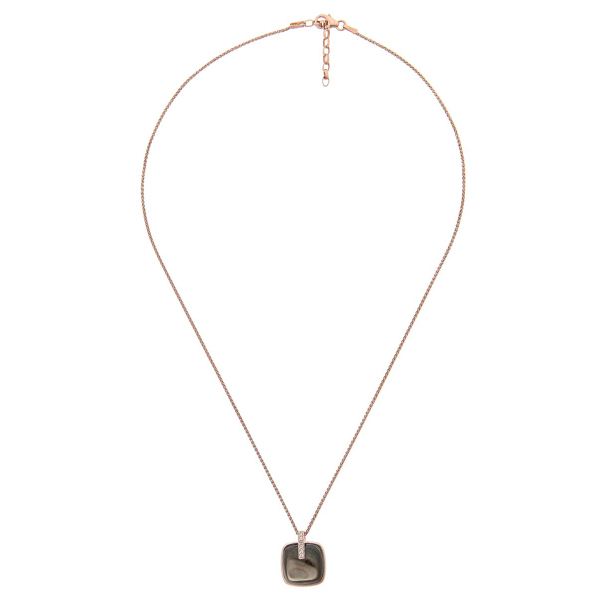 Halskette mit Kissen-Anhänger und Pavé-Öse