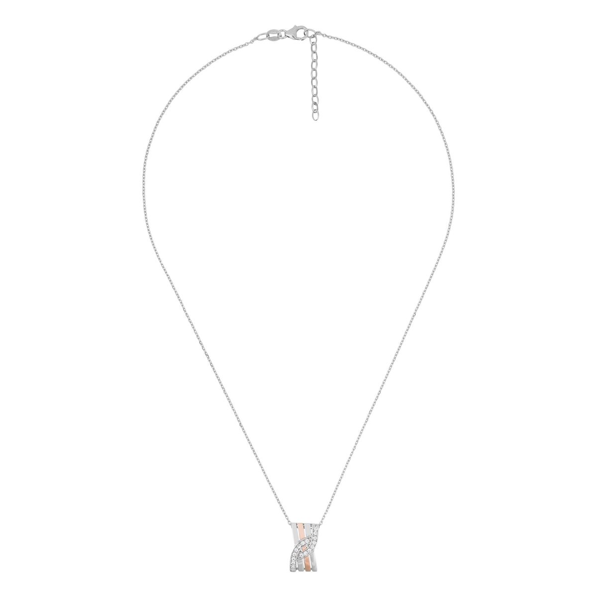 Elegante Bicolor-Halskette mit verschlungenem Anhänger