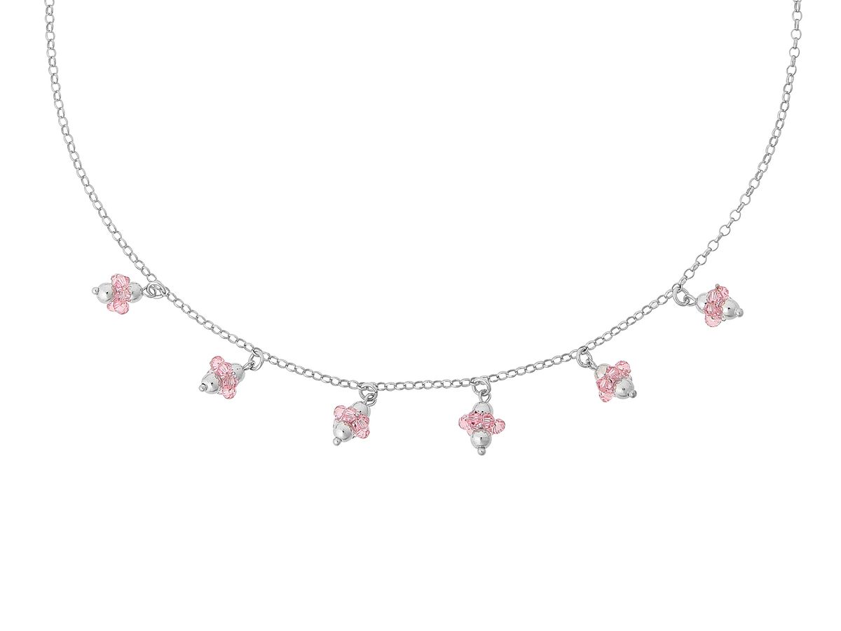 Silberkette mit rosa Anhängern