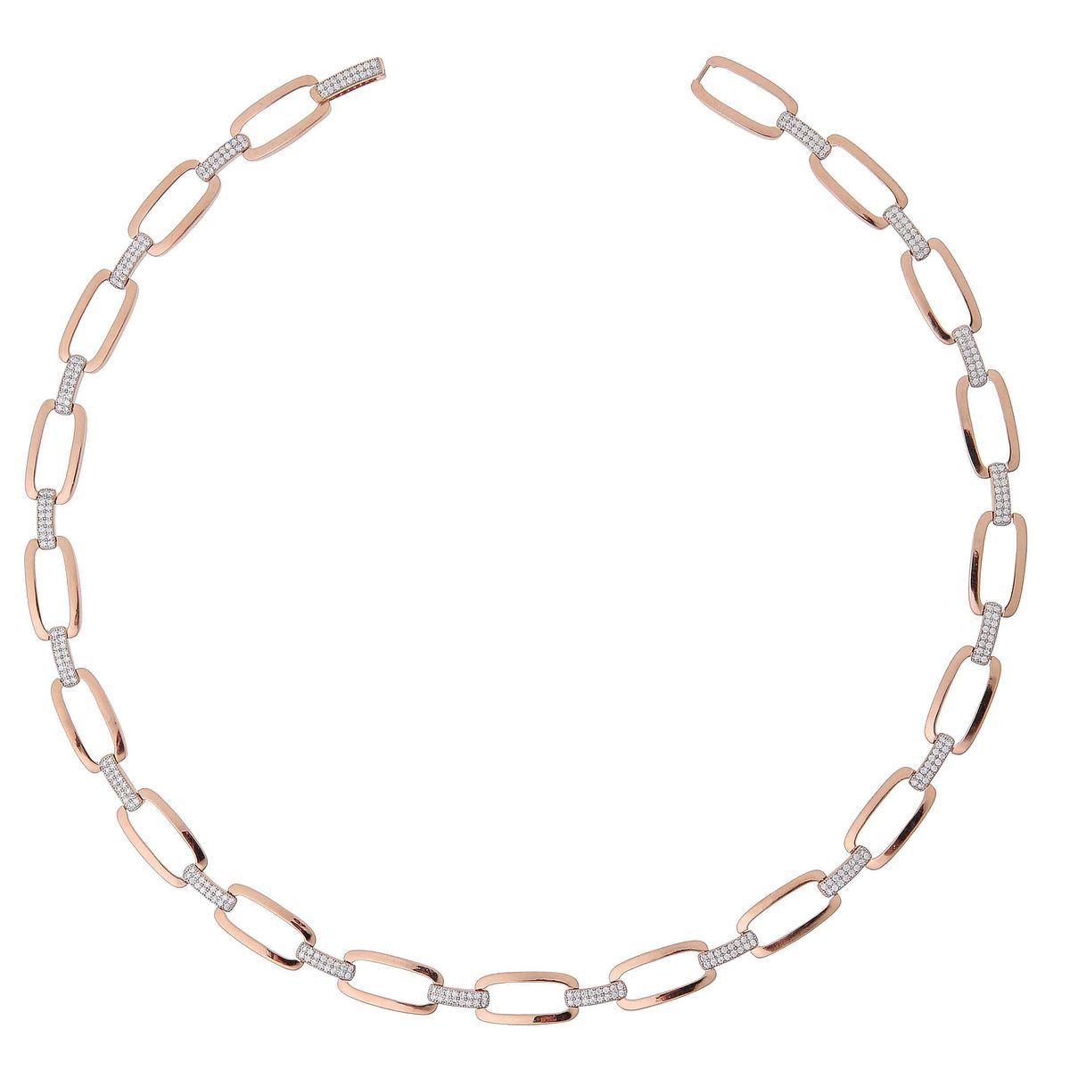 Zweifarbige Gliederkette mit Pavé-Besatz