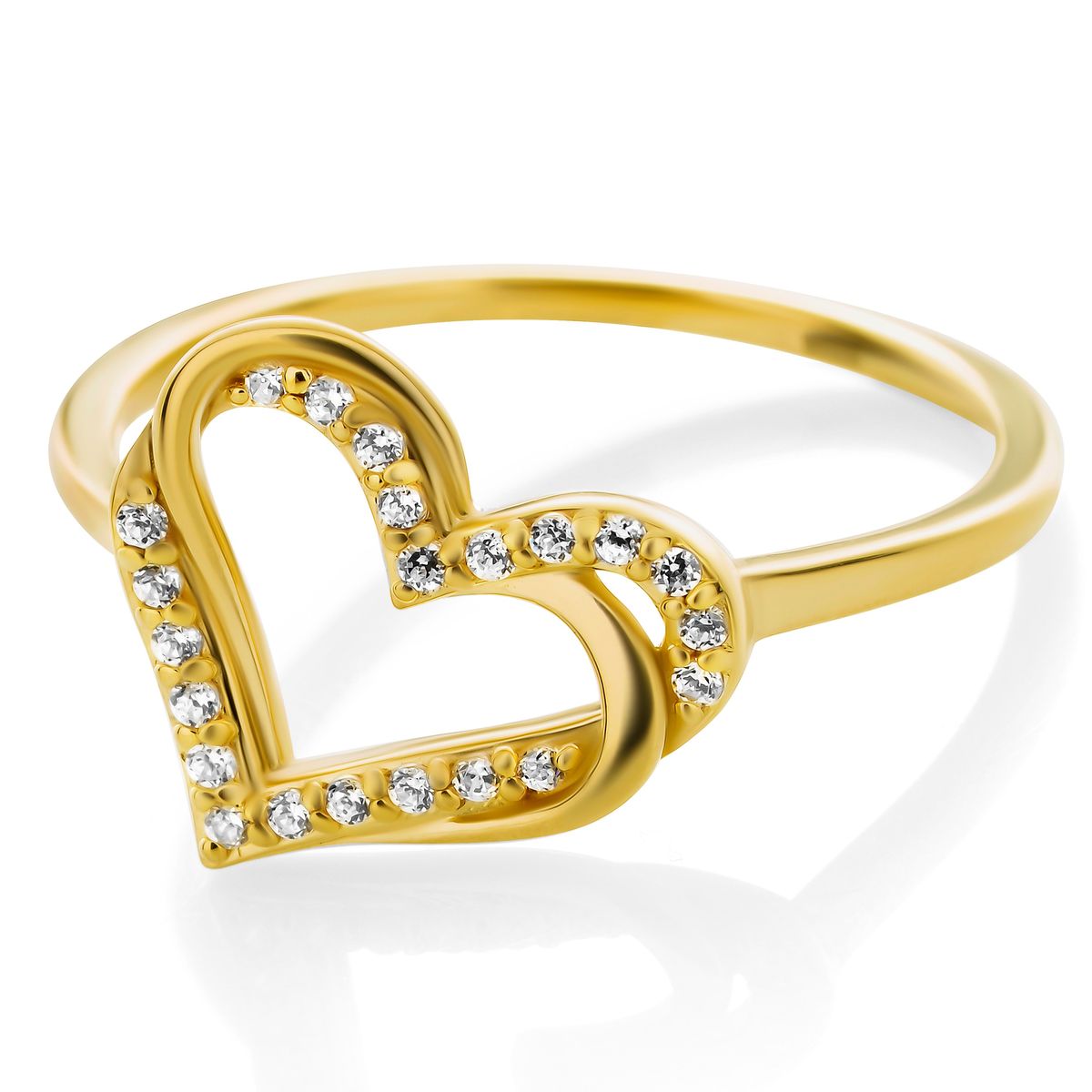 Ring mit offenem Herz und Pavé-Steinen