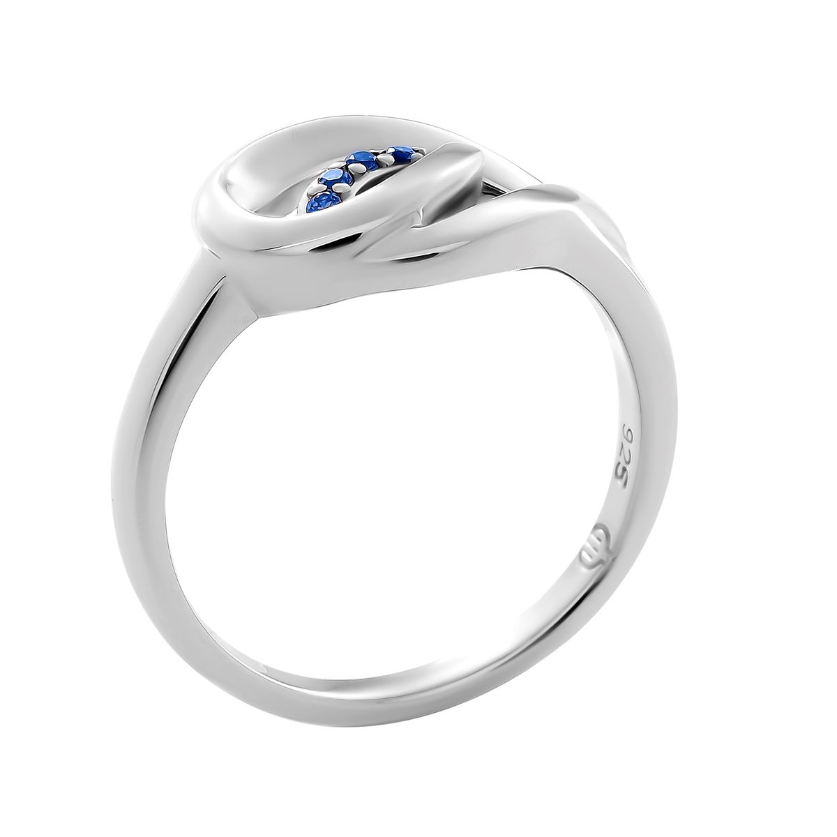 Eleganter Silberner Schlingenring mit Blausteinen