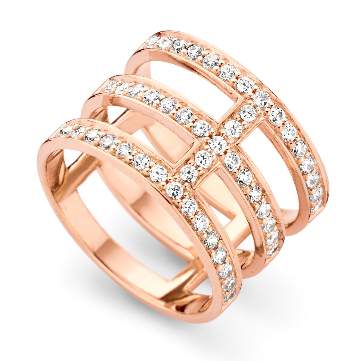 Eleganter mehrreihiger Pavé-Ring