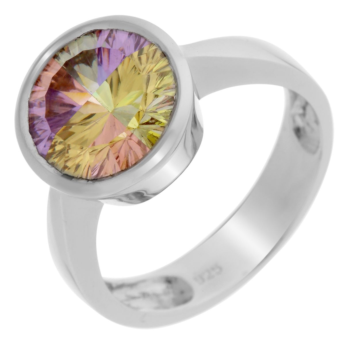 Ring mit rundem irisierendem Stein