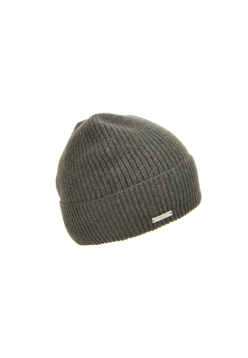Gerippte Kaschmir-Mischungs Beanie Mütze
