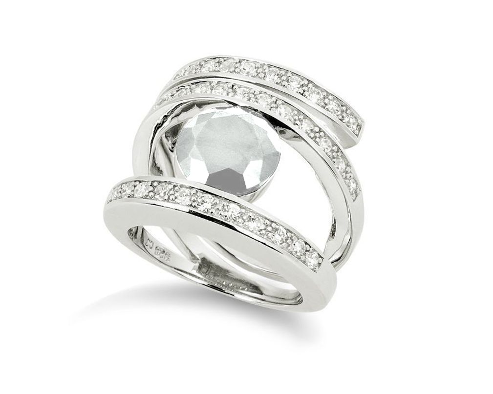 Mehrreihiger Pavé-Solitär-Ring