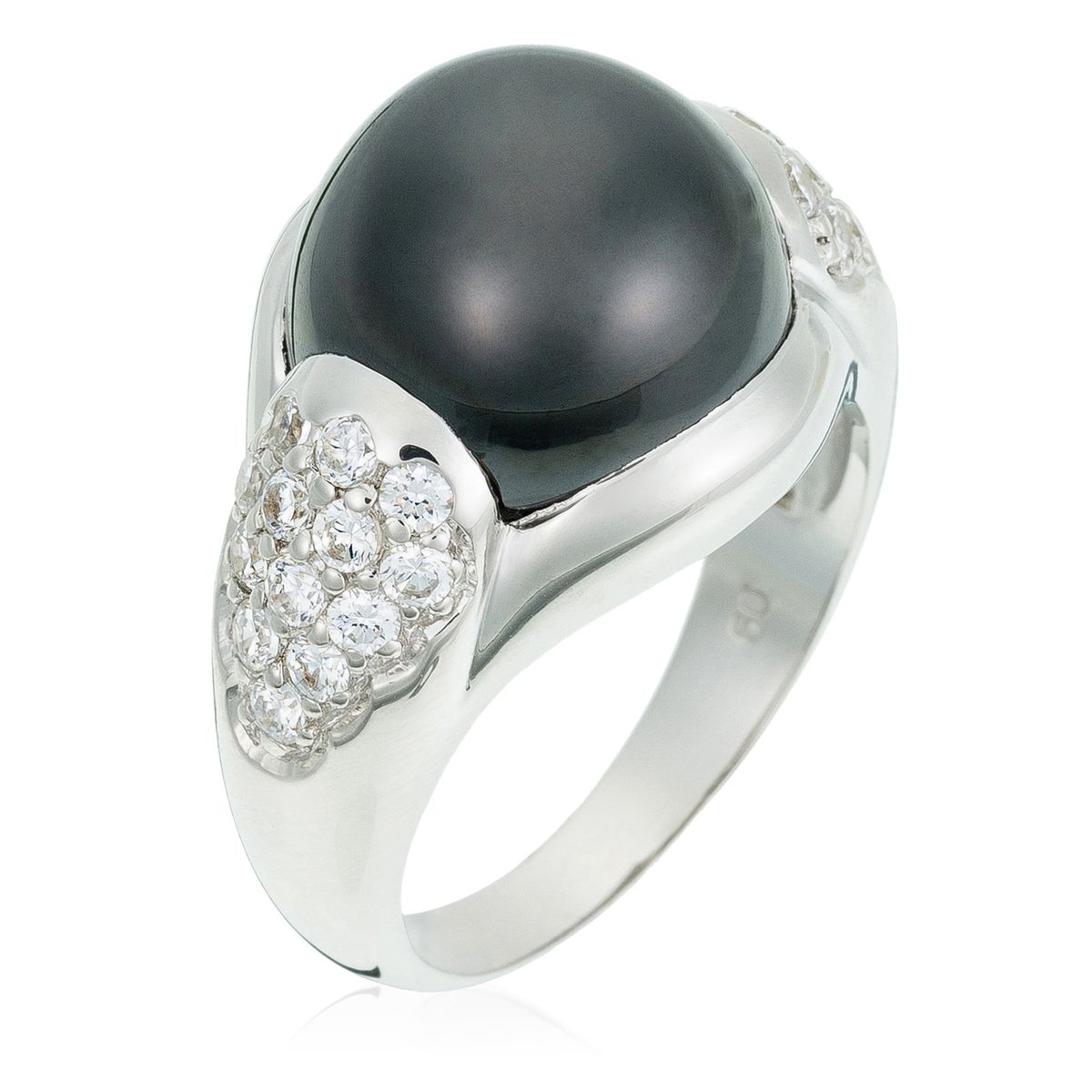 Eleganter Silberring mit schwarzem Cabochon