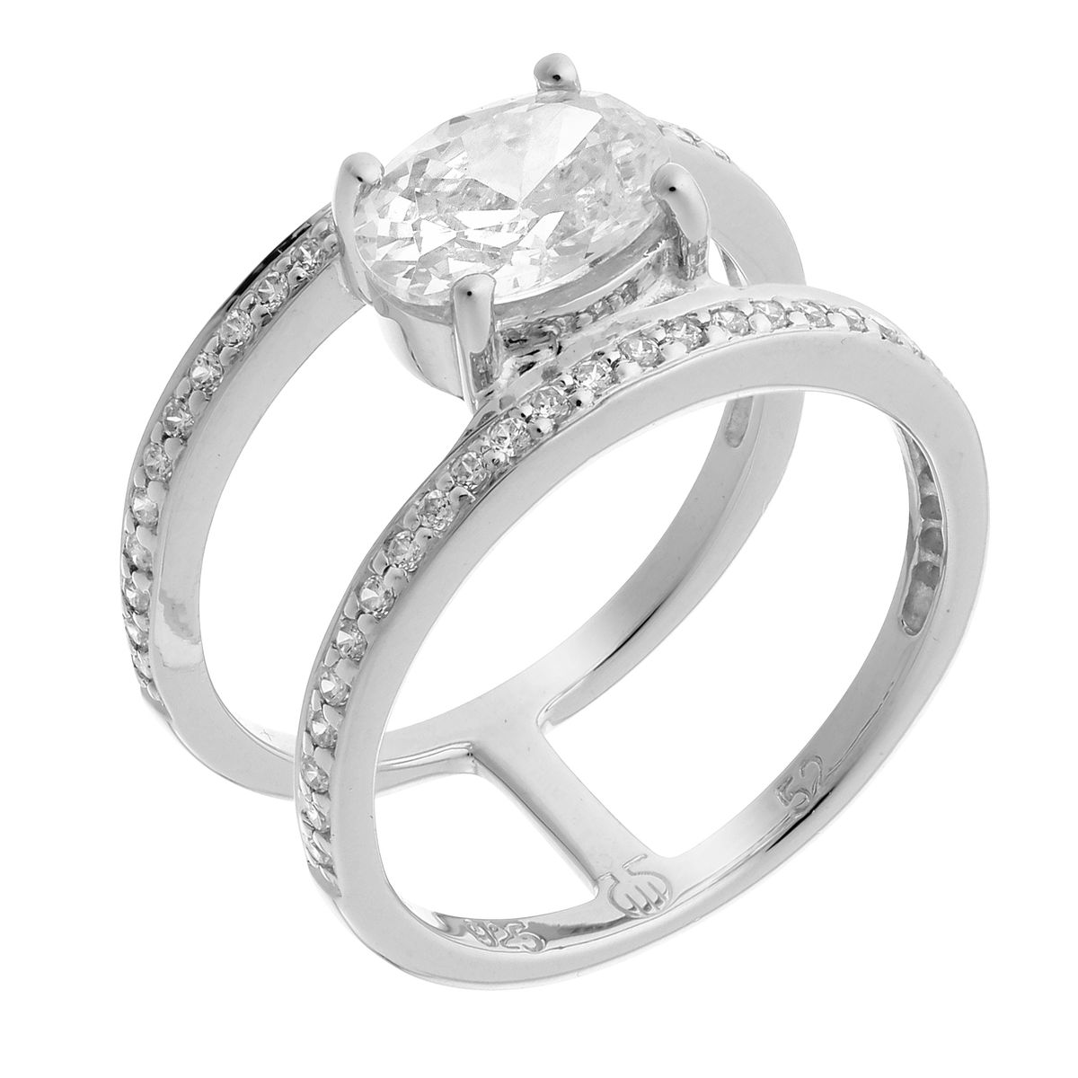 Doppelreihiger Ring mit ovalem Stein