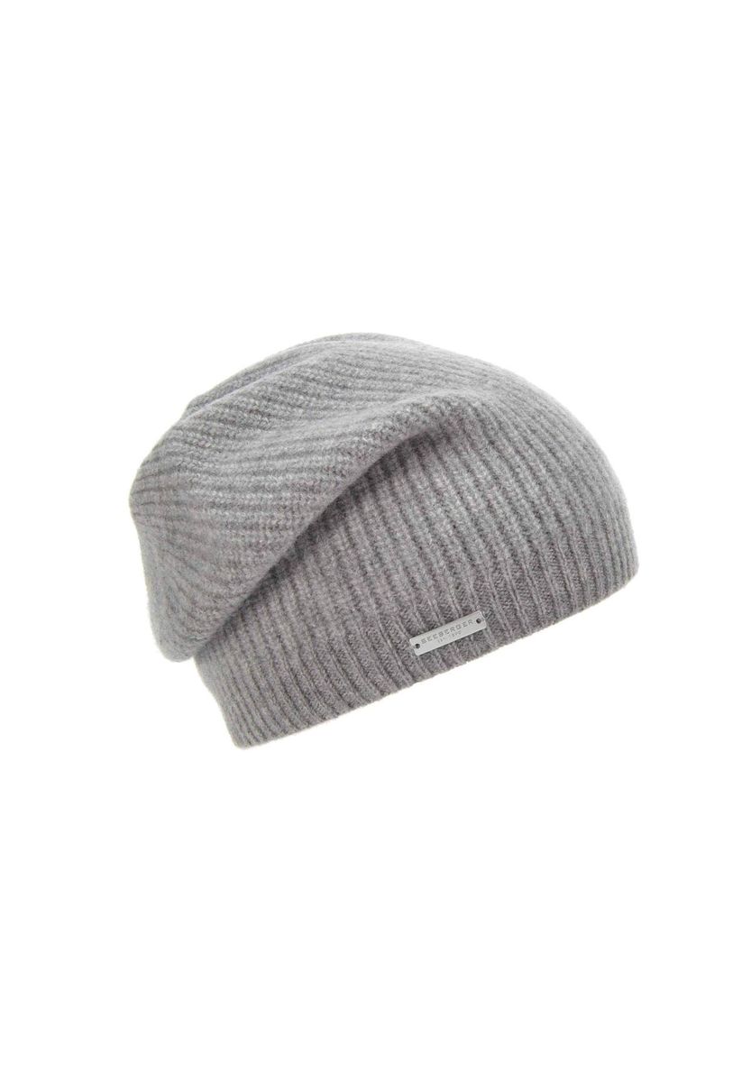 Gerippte Kaschmir Beanie Mütze