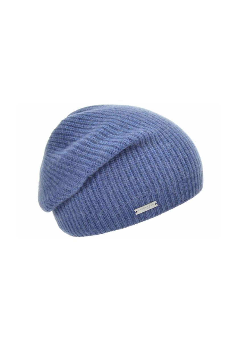 Gerippte Kaschmir Beanie Mütze