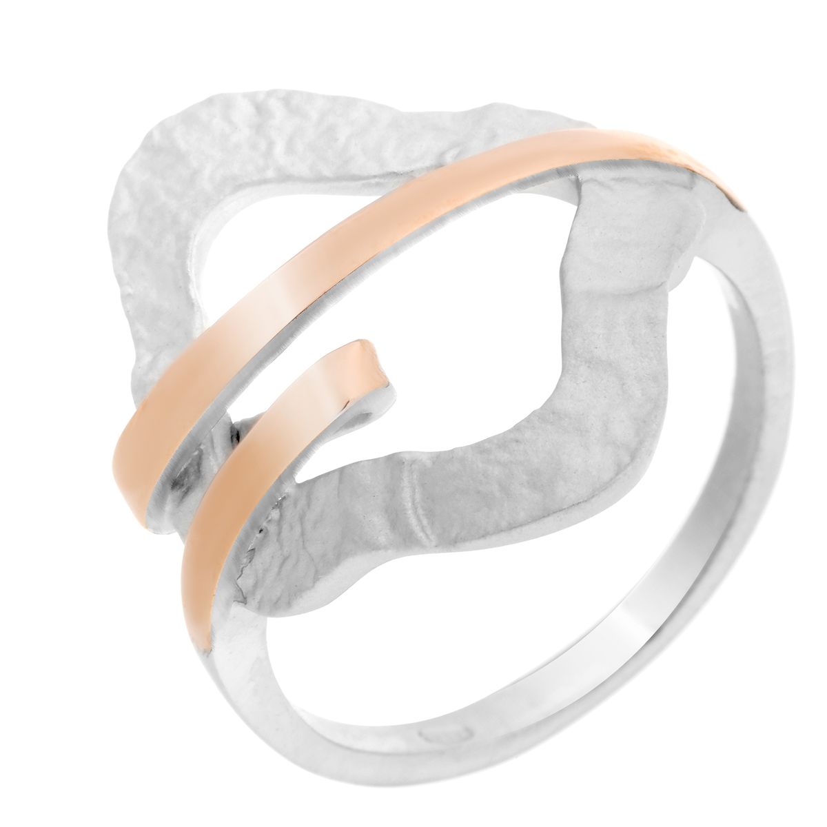Zweifarbiger abstrakter gehämmerter Statement-Ring