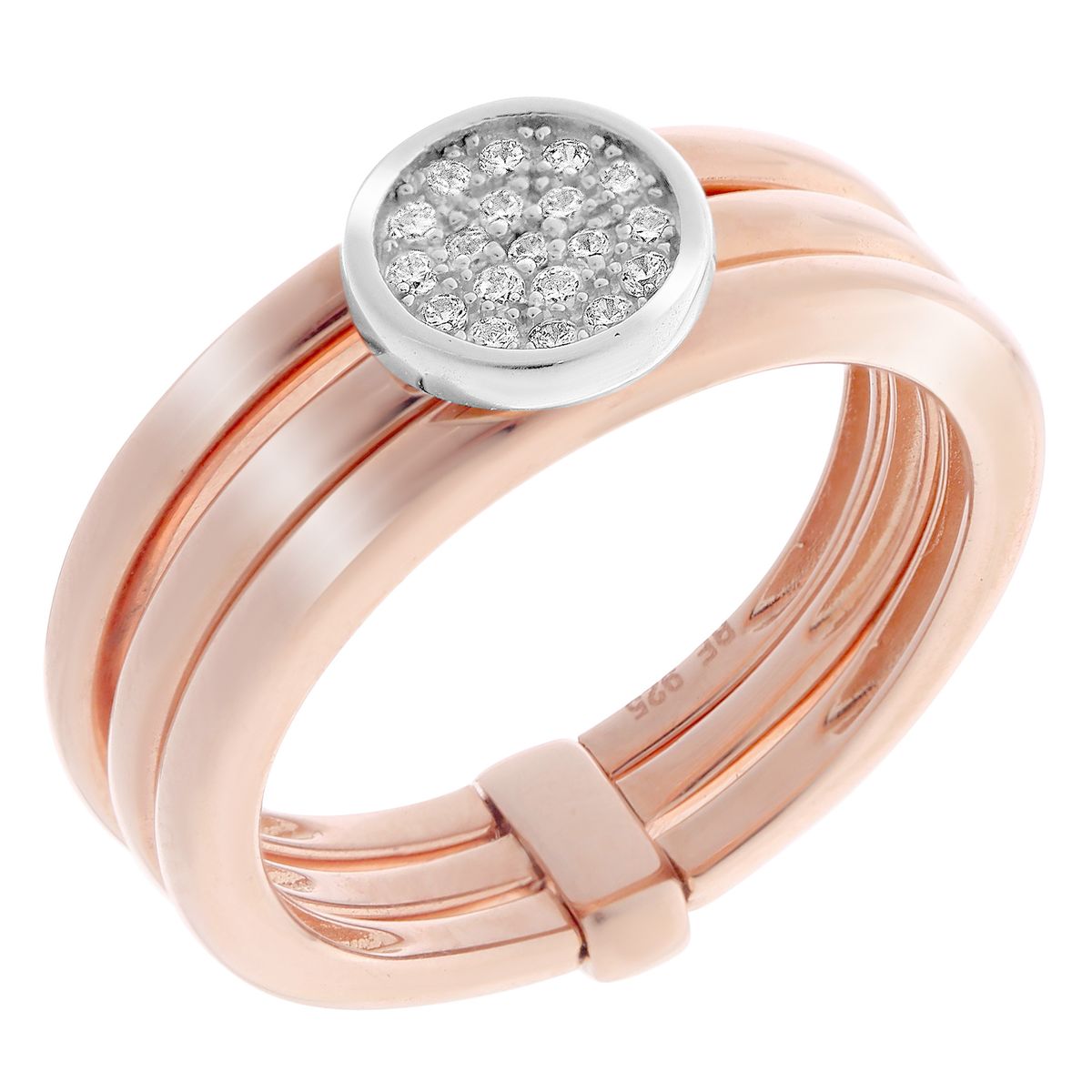 Dreireihiger Ring mit Pavé-Besatz
