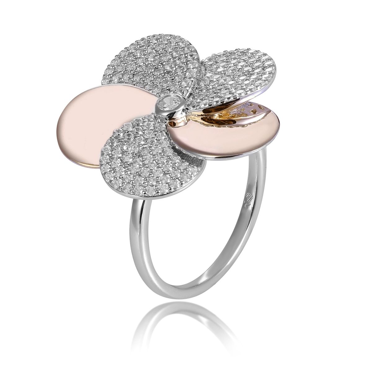 Mehrschichtiger Pavé-Blumenring
