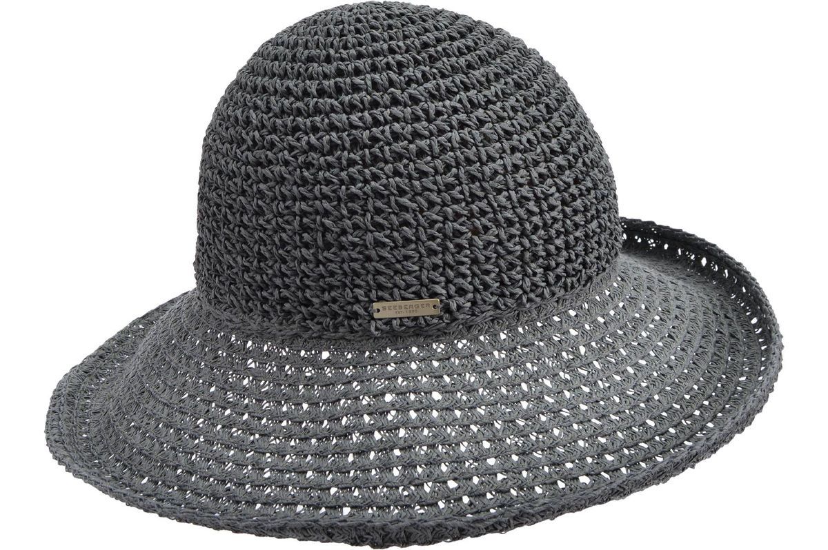 Gehäkelter Bast Sonnenhut mit breiter Krempe