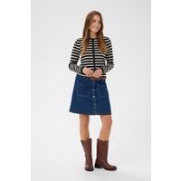 Klassische Gestreifte Strickjacke mit Rundhalsausschnitt