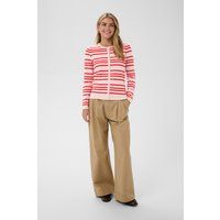 Gestreifte Feinstrick-Strickjacke mit Knopfleiste