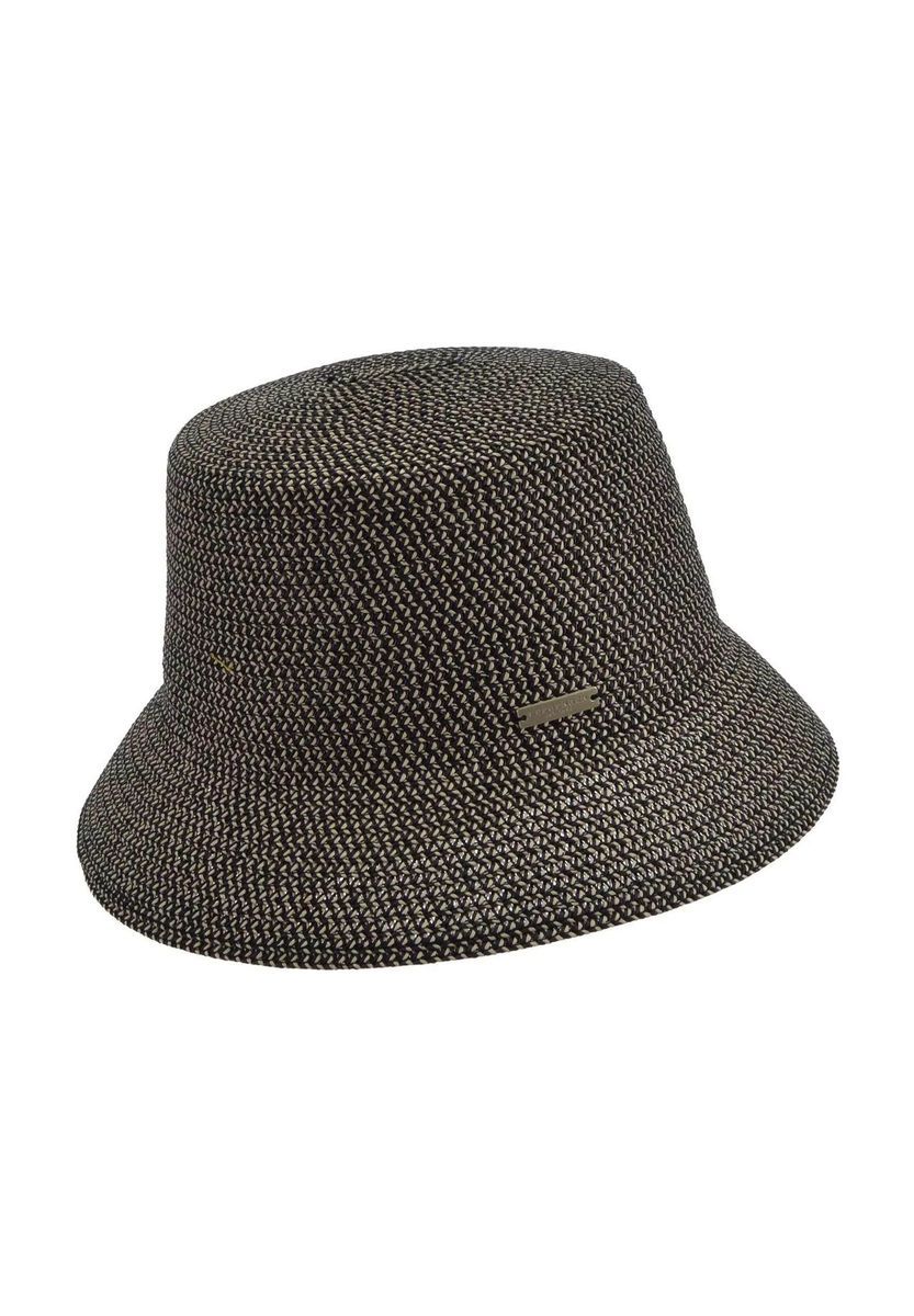 Zweifarbiger gewebter Fischerhut mit Emblem