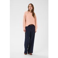 Lockerer gerippter Strick-Polo-Pullover