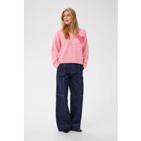 Weicher V-Ausschnitt Pullover mit Herzmotiv