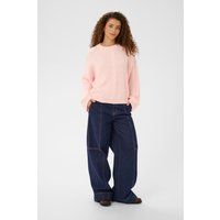 Oversized Zopfmuster-Strickpullover mit Rundhalsausschnitt