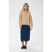 Gerippter Strick-Polo-Pullover
