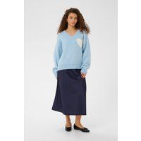 Gemütlicher V-Ausschnitt-Pullover mit Herz-Motiv