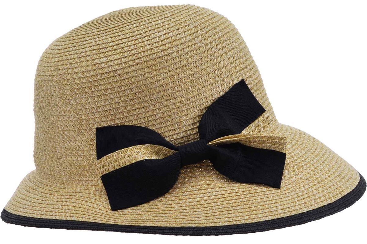 Klassischer Stroh-Cloche-Hut mit Schleife