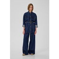 Langes Jeanshemd mit Bindegürtel