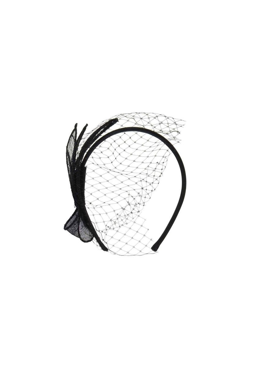 Eleganter schwarzer Sinamay Fascinator mit Schleier