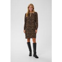 Strickkleid mit Leopardenmuster und Polokragen