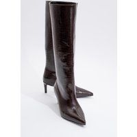 Kniehohe Stiefel mit Kroko-Prägung