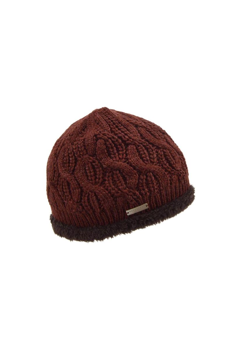 Geflochtene Strickmütze mit Kunstfellfutter