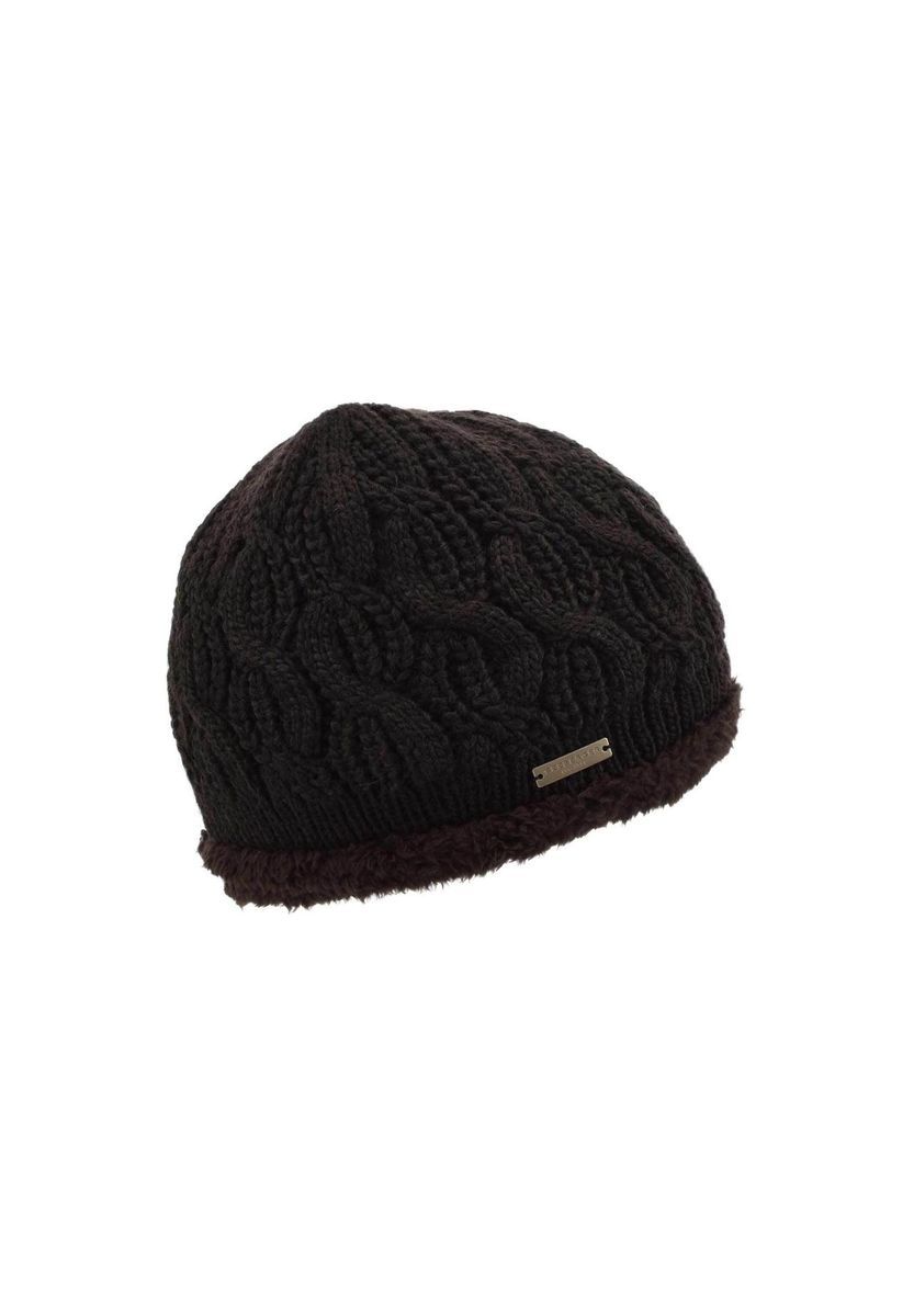 Zopfstrickmütze mit Kunstfellbesatz