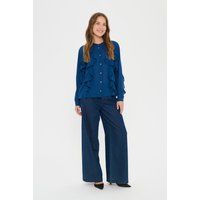 Romantische Bluse mit Stehkragen und Rüschen