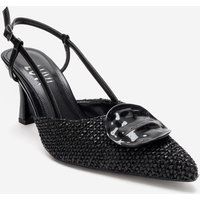 Geflochtene Slingback-Pumps mit spitzer Kappe