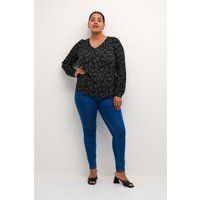 Fließende V-Ausschnitt Bluse mit Blumenmuster