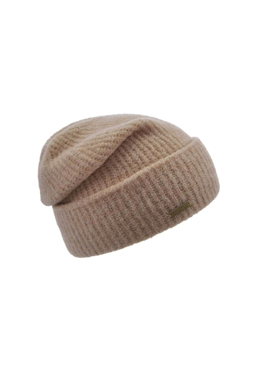 Gerippte Strickmütze mit Umschlag