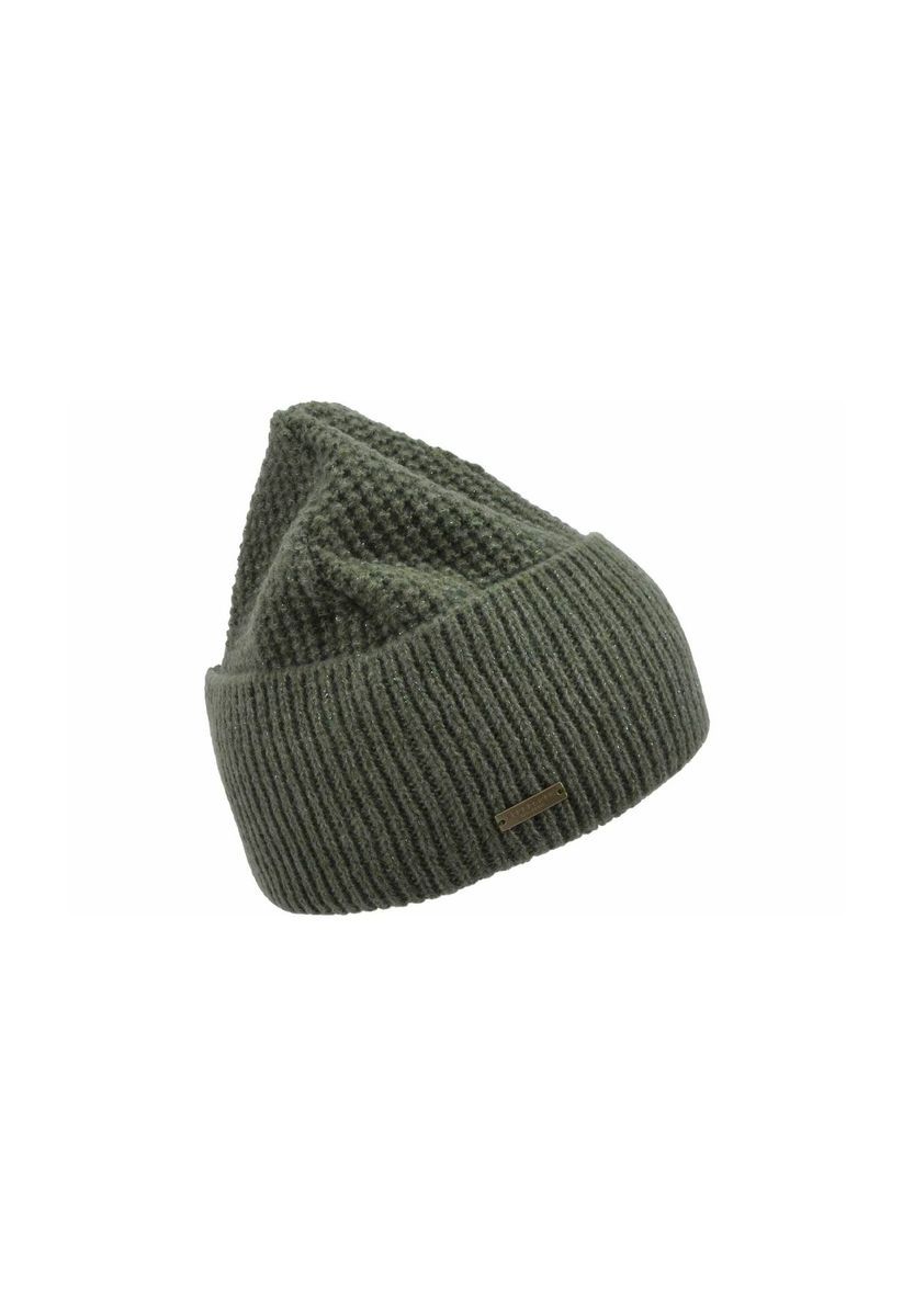 Gerippte Strickmütze mit Umschlag