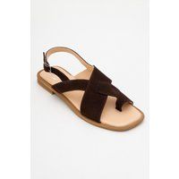 Minimalistische Wildleder-Sandalen mit Zehensteg