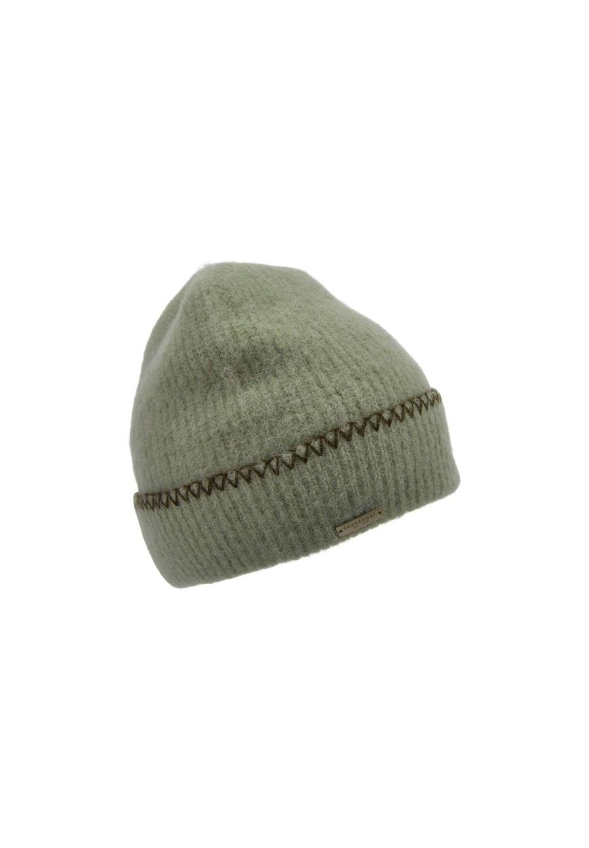 Gerippte Strickmütze mit Umschlag