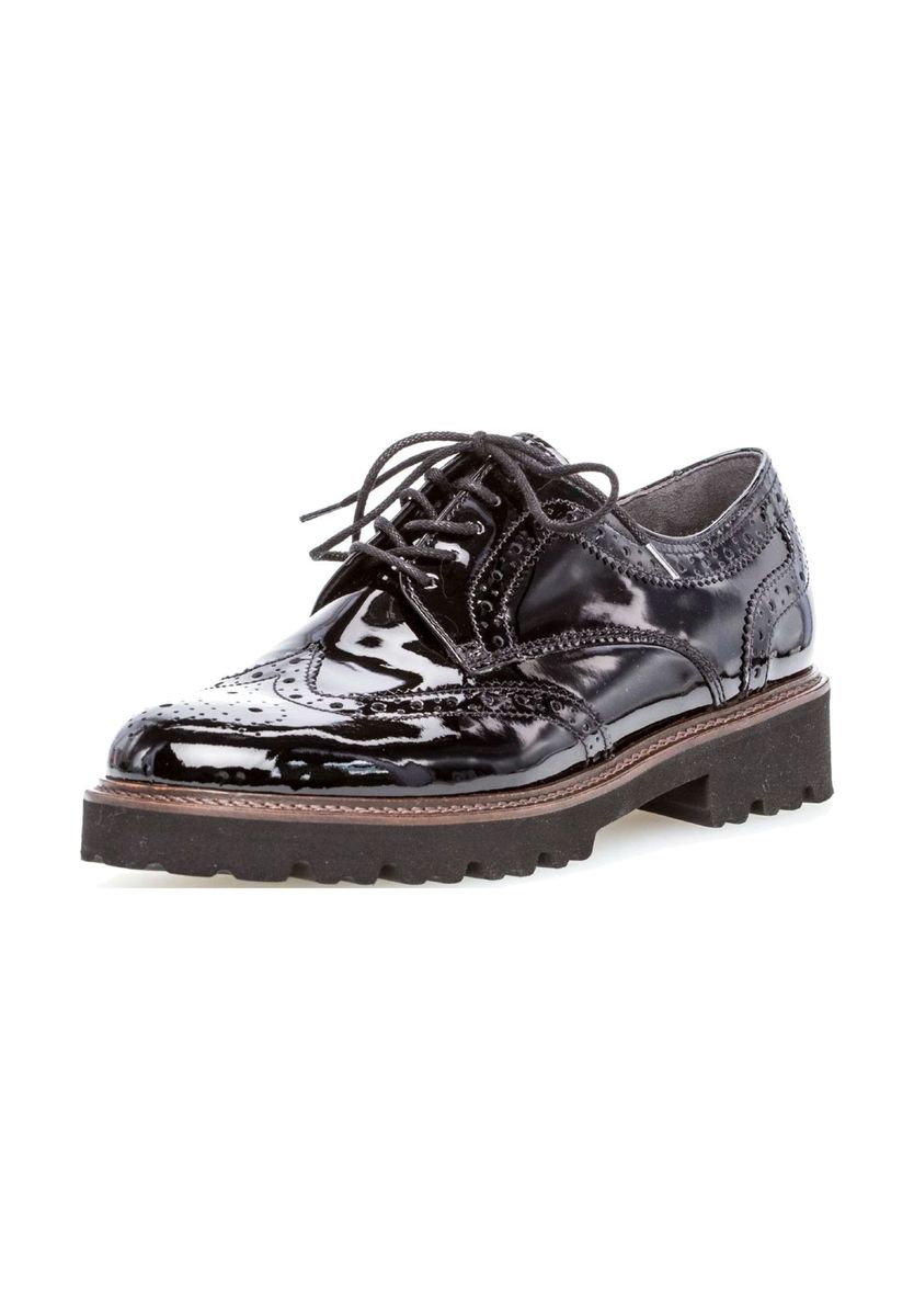 Glänzende Oxford Schuhe aus schwarzem Lackleder