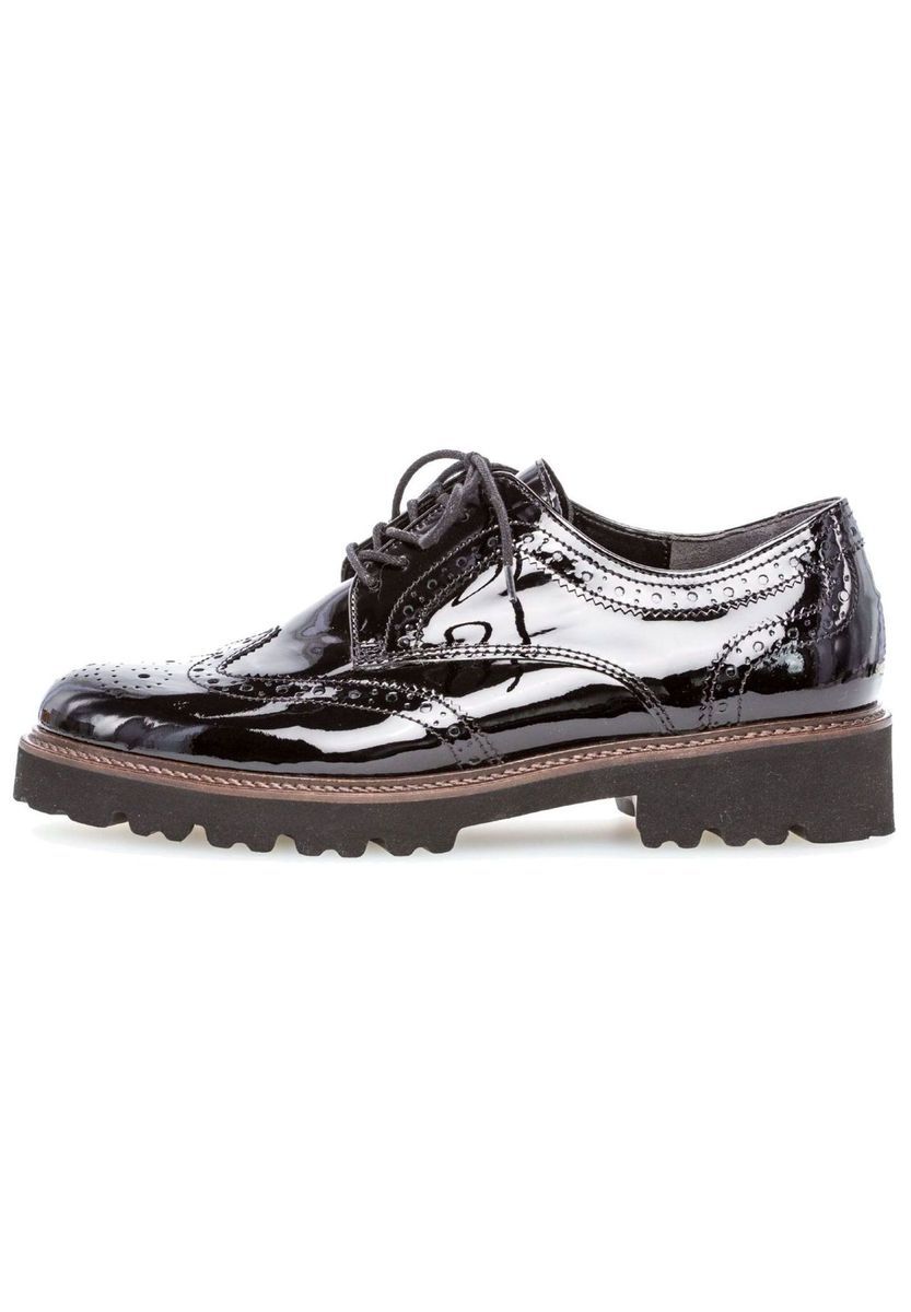 Glänzende Oxford Schuhe aus schwarzem Lackleder