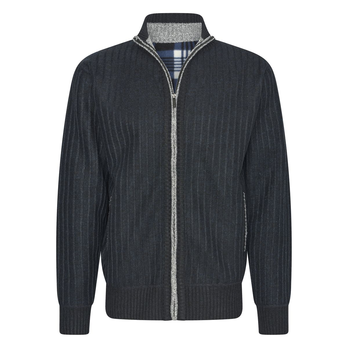 Gerippte Strickjacke mit Reißverschluss