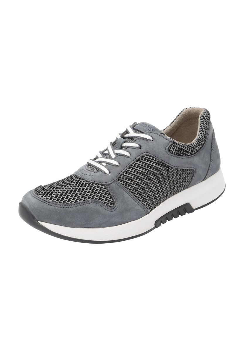 Graue Damen-Sneakers aus Leder-Mesh
